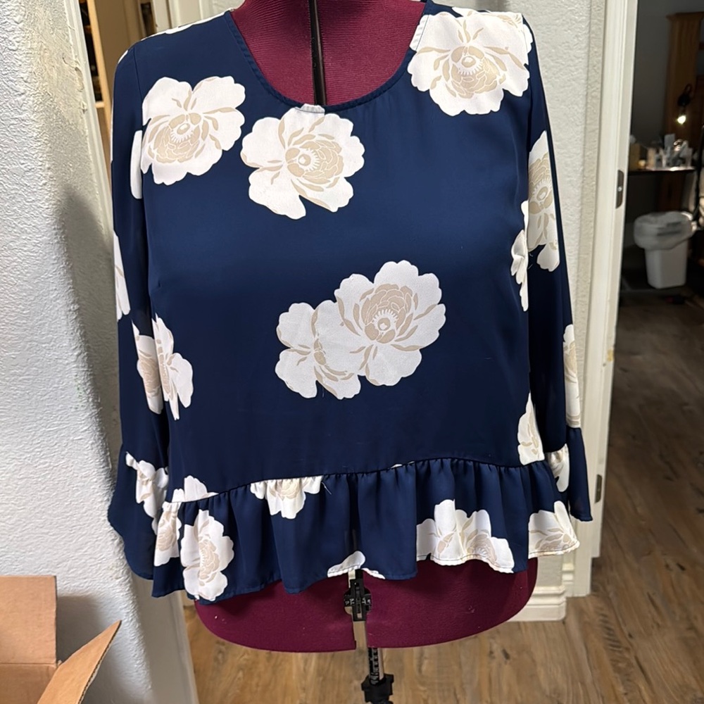 Floral Navy Blue Women's Top